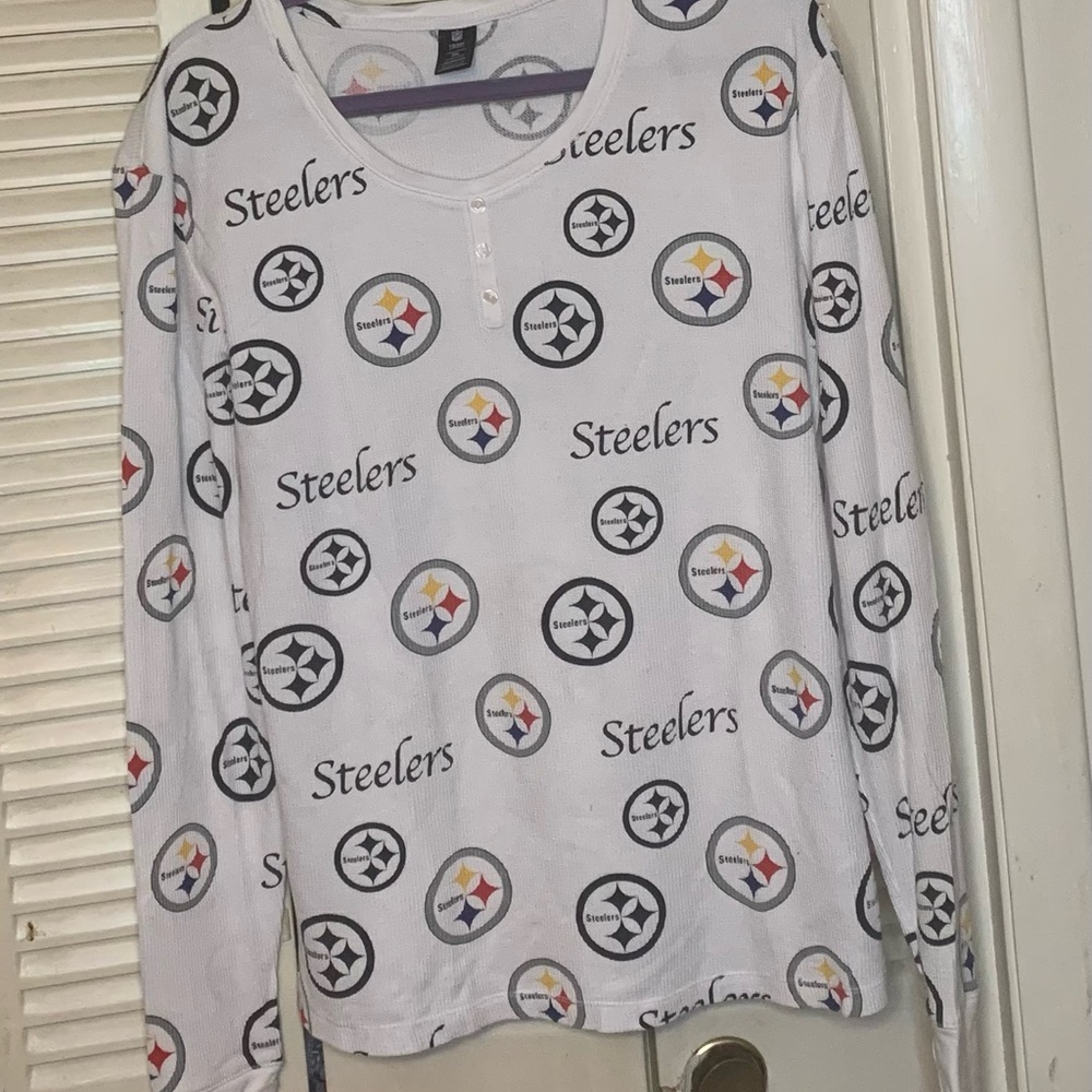 NFL Steelers Women's Pajama Top and bottom set- White and Black